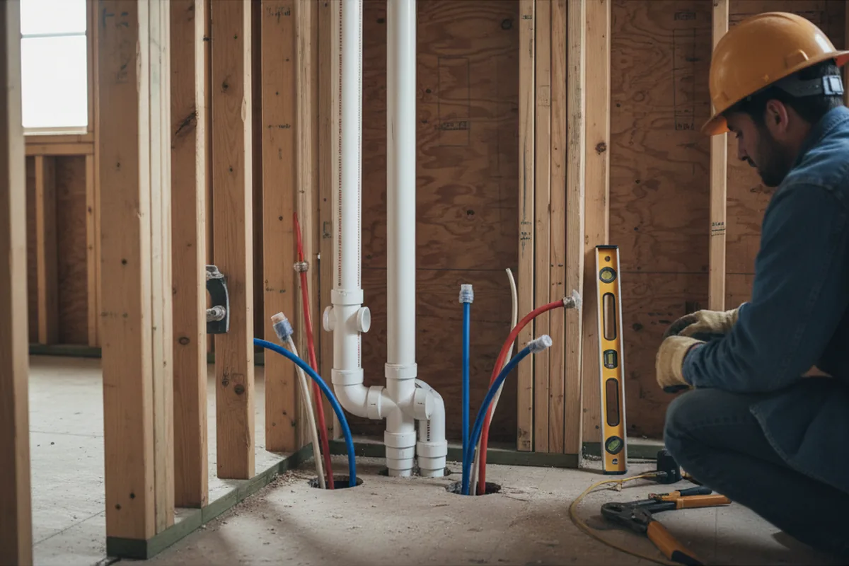 Drain and supply rough-in during Leak Detection in Eclectic