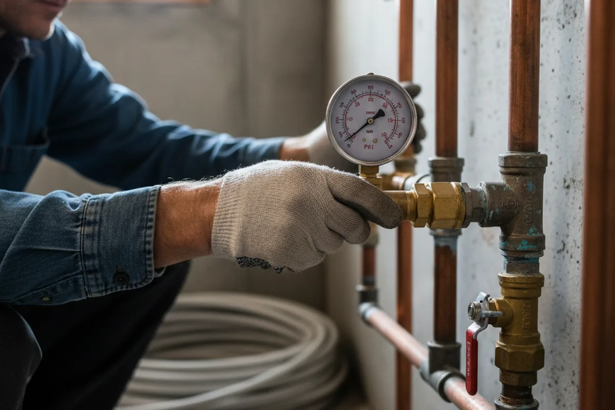Pressure testing a repaired line during Water Line Repair in Eclectic